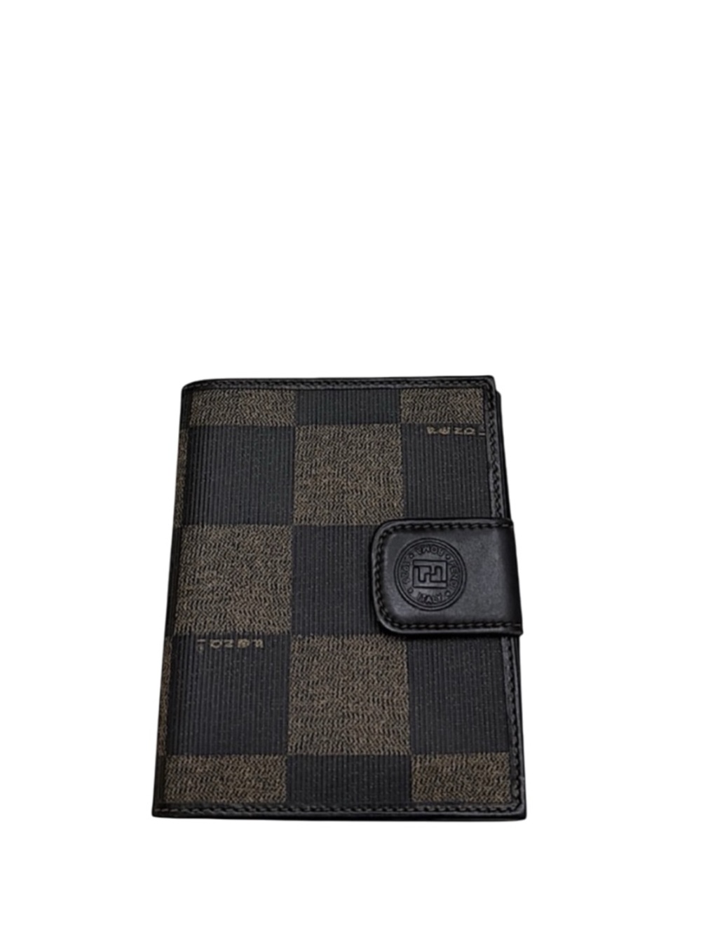 FENDI - BROWN TAN PECAN DOUBLE HOOK COMPACT BIFOLD SNAP WALLET